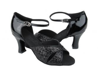 Chaussures de danse femmes paillettes noir & laque noir   